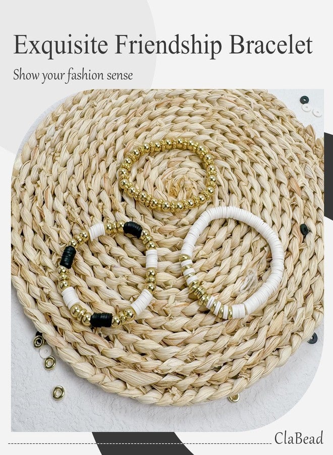 طقم صنع أساور ClaBead للأولاد، 3200 قطعة، طقم أساور من خرز الطين مع خرز ذهبي وزهرة ذهبية، طقم أساور خرز الصداقة السريع لصنع الأساور - Image 5